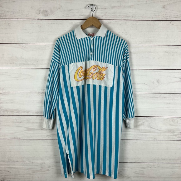 Vintage Tops - Vintage Blue and White Striped Long Sleeve Tee